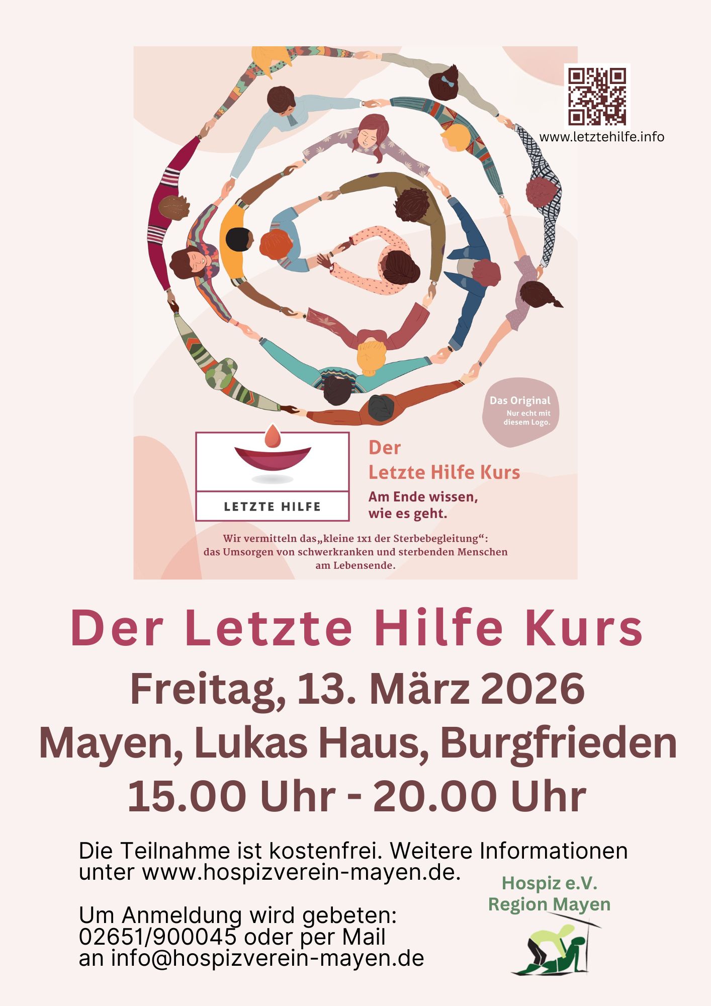 Plakat Letzte Hilfe-Kurs am 13.03.2026